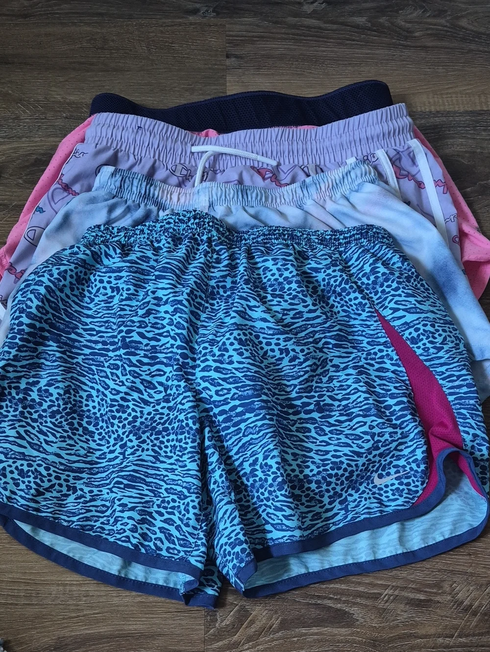 LOT OF 4 Girls Athletic Running Shorts Adidas Nike Champion Reebok L / XL 12-16